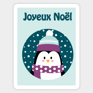 Joyeux Noel - Merry Christmas penguin wishes (French) Magnet